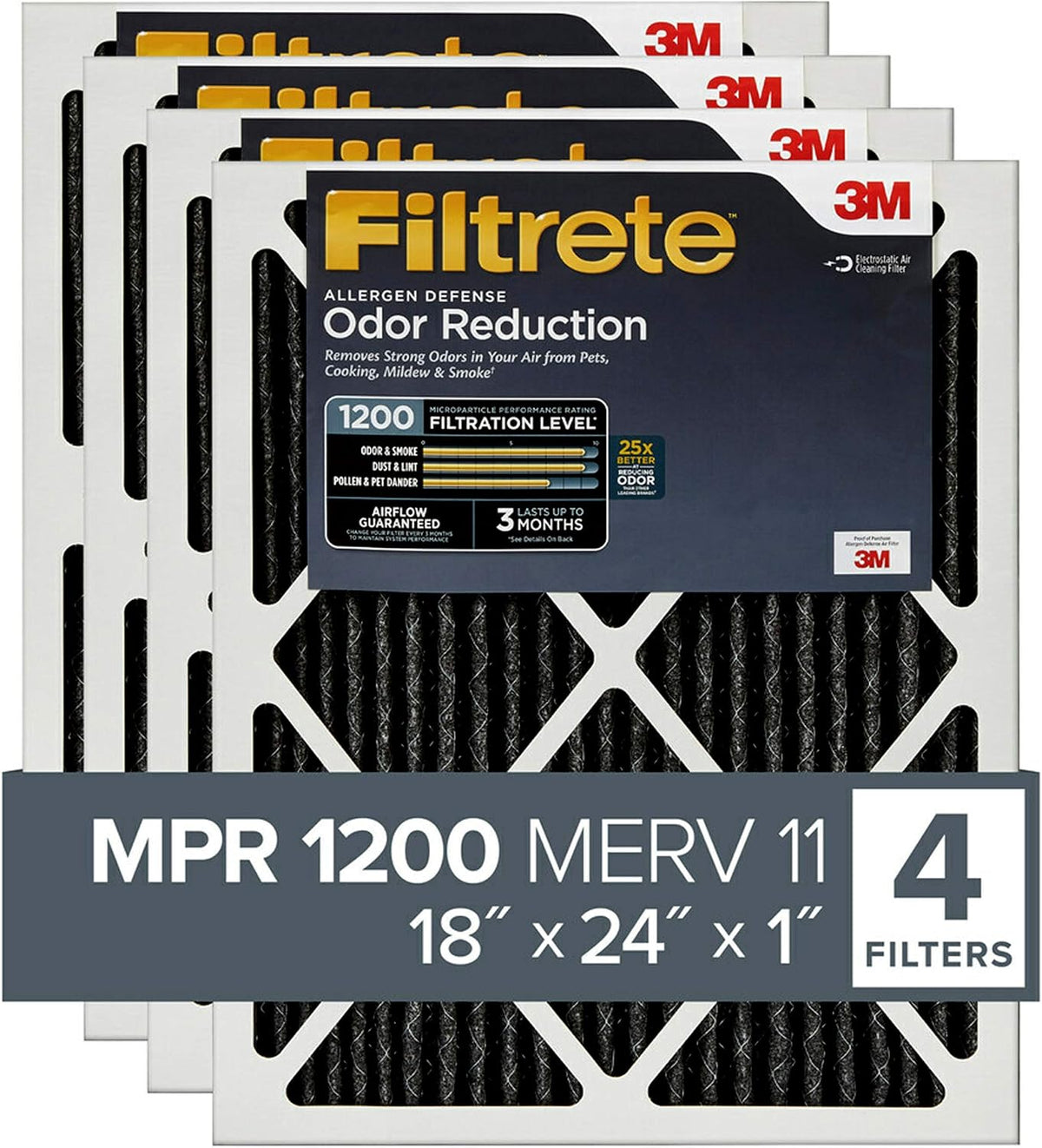 Filtrete 16x20x1 Air Filter MPR 1200 MERV 11, Allergen Defense Odor Reduction, 4-Pack (exact dimensions 15.69x19.69x0.81) - Image 9