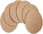 4 Pack Oval Jute Woven Placemats and Set of 4 Round Fabric Coasters, Cotton Braided Placemats Set, Dining Table Mat, Heat-Resistant Pot Holders, Washable Place Mats - Image 13