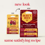 Burt's Bees pomegranate lip balm packaging and tube design