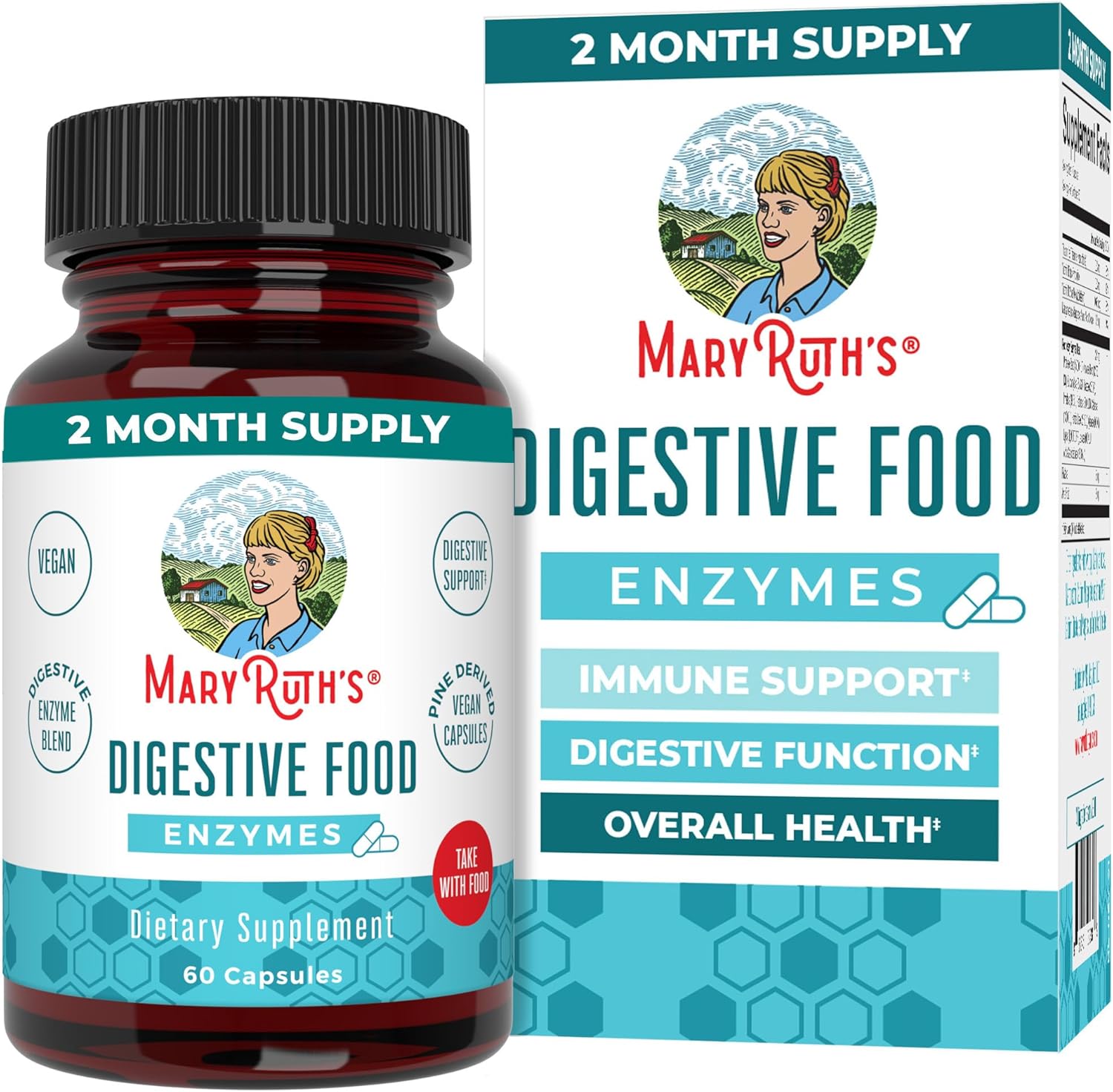 MaryRuth's Digestive Food Enzymes front bottle view authentic supplement