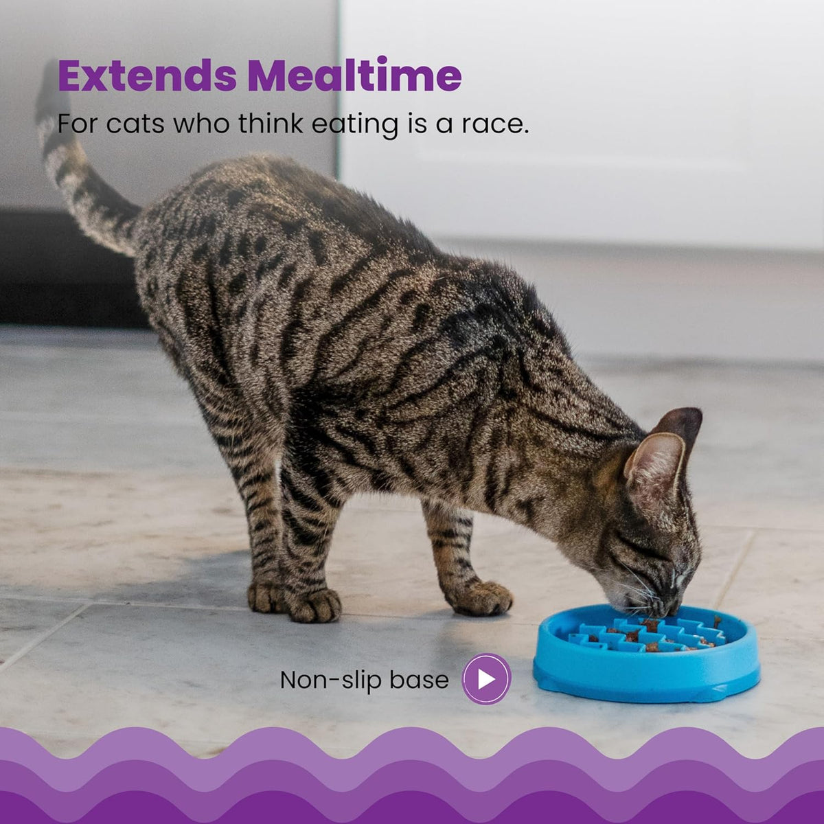 Catstages slow feeder bowl showing non-slip rubber base