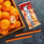 Back packaging details and nutrition facts of Twizzlers Orange Cream Twists.