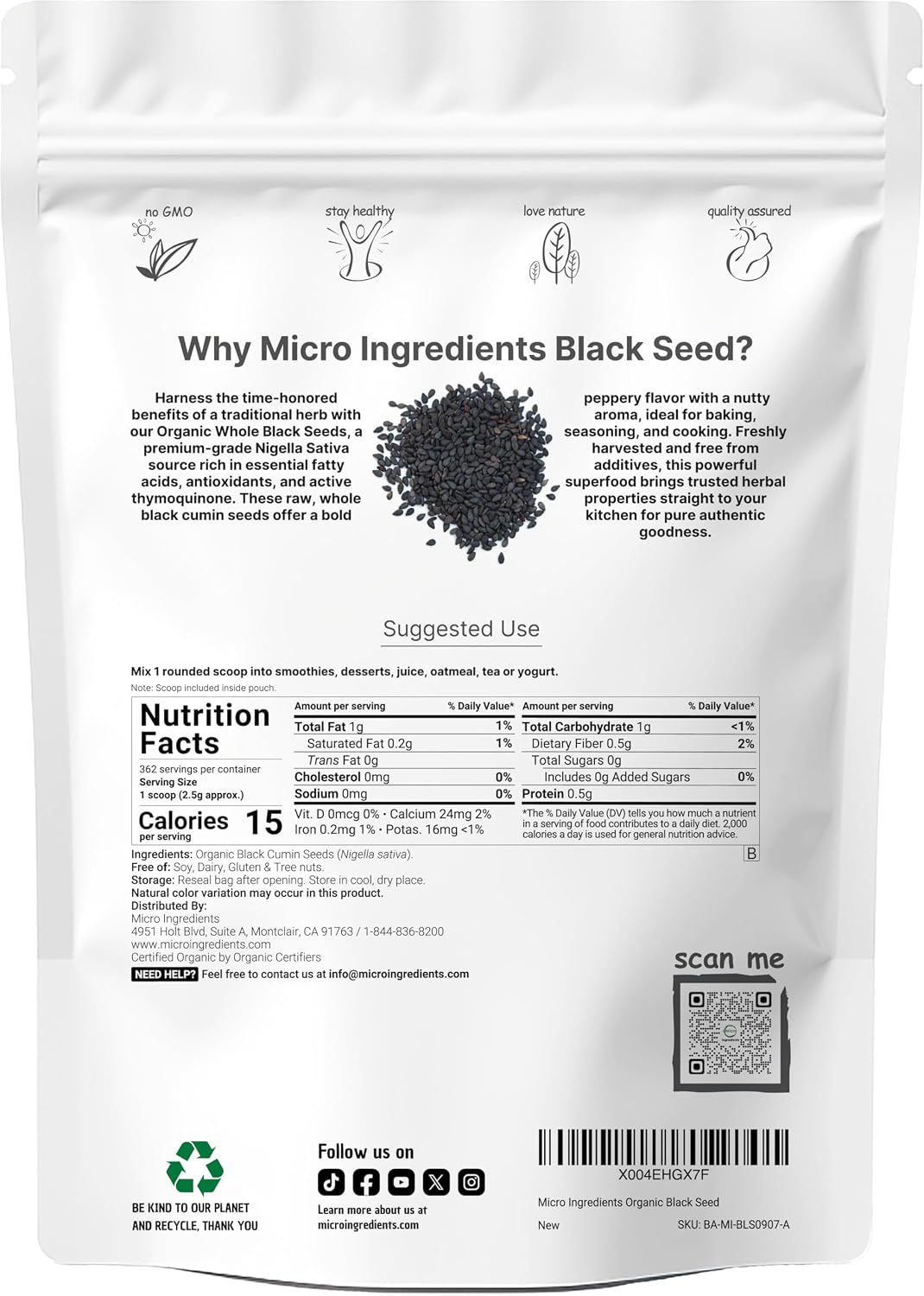 Micro Ingredients Nigella Sativa seeds macro texture close up