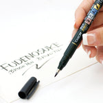 Tombow soft tip pen writing stroke demonstration
