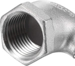 Stainless steel plumbing adapter close-up