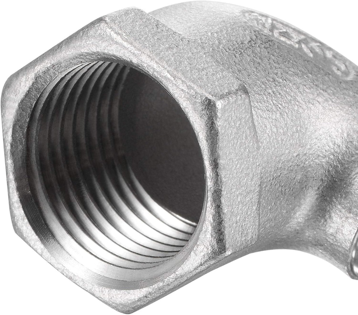 Stainless steel plumbing adapter close-up