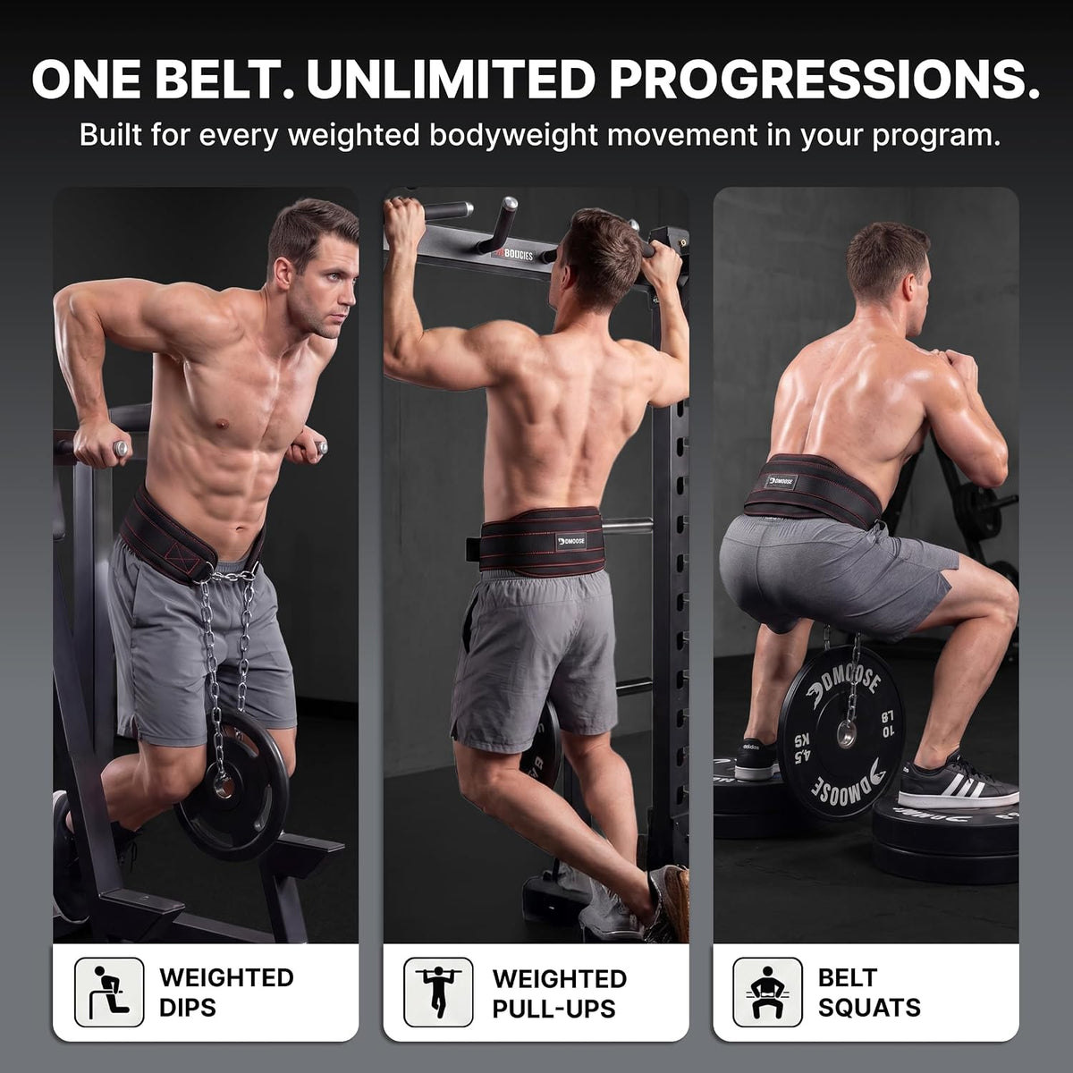 Side profile of DMoose weightlifting belt showing lumbar support