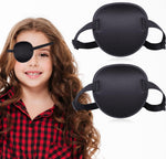Fezog 3D medical eye patches front view showing the concave black design and adjustable elastic strap