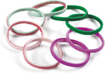 Goody sparkly neon hair elastics showing non-slip silicone texture