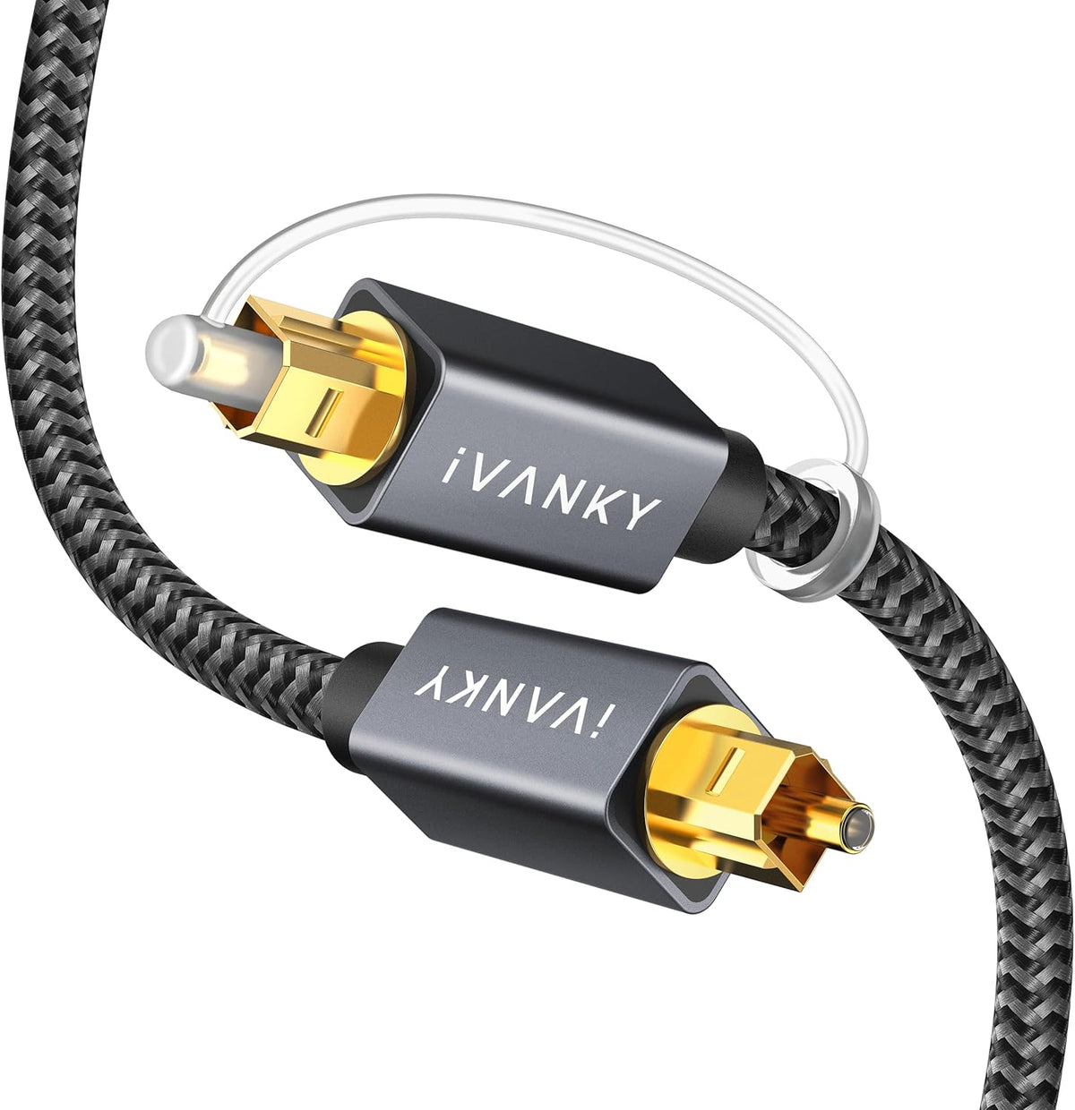 Ivanky optical audio cable 10ft grey braided cord