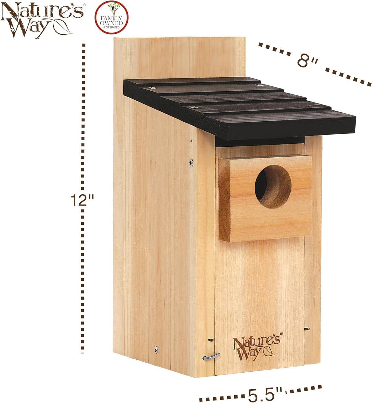 Nature Way cedar bluebird box house side angle showing ventilation