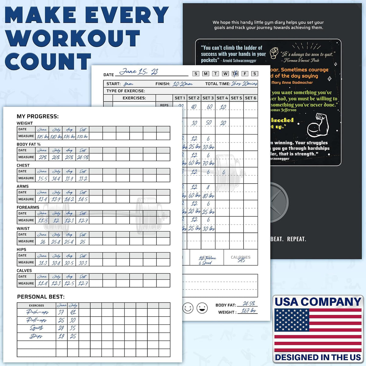 Workout Log Gym A5 journal paper thickness and texture display