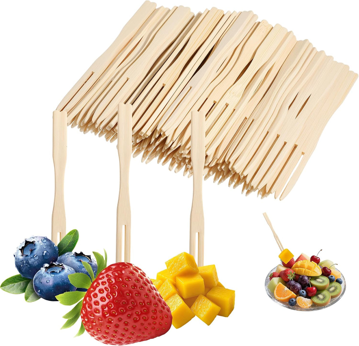 YANPROG bamboo mini forks 100 count front view packaging