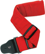 DAddario red padded guitar strap front view showing woven texture