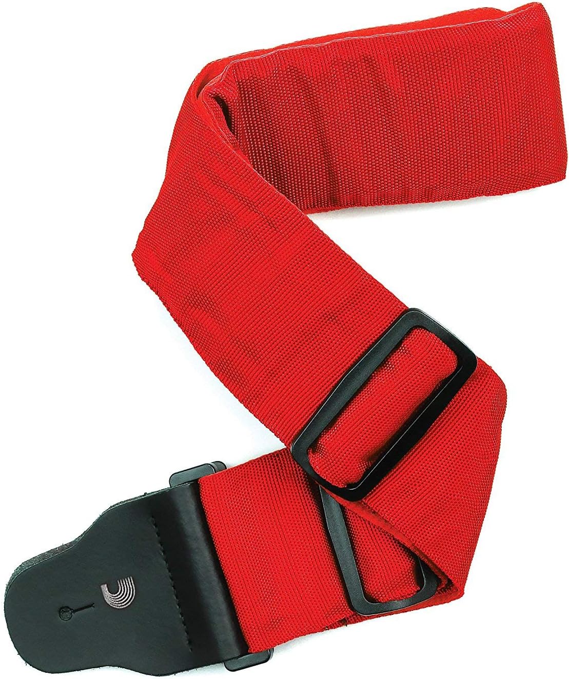 DAddario red padded guitar strap front view showing woven texture