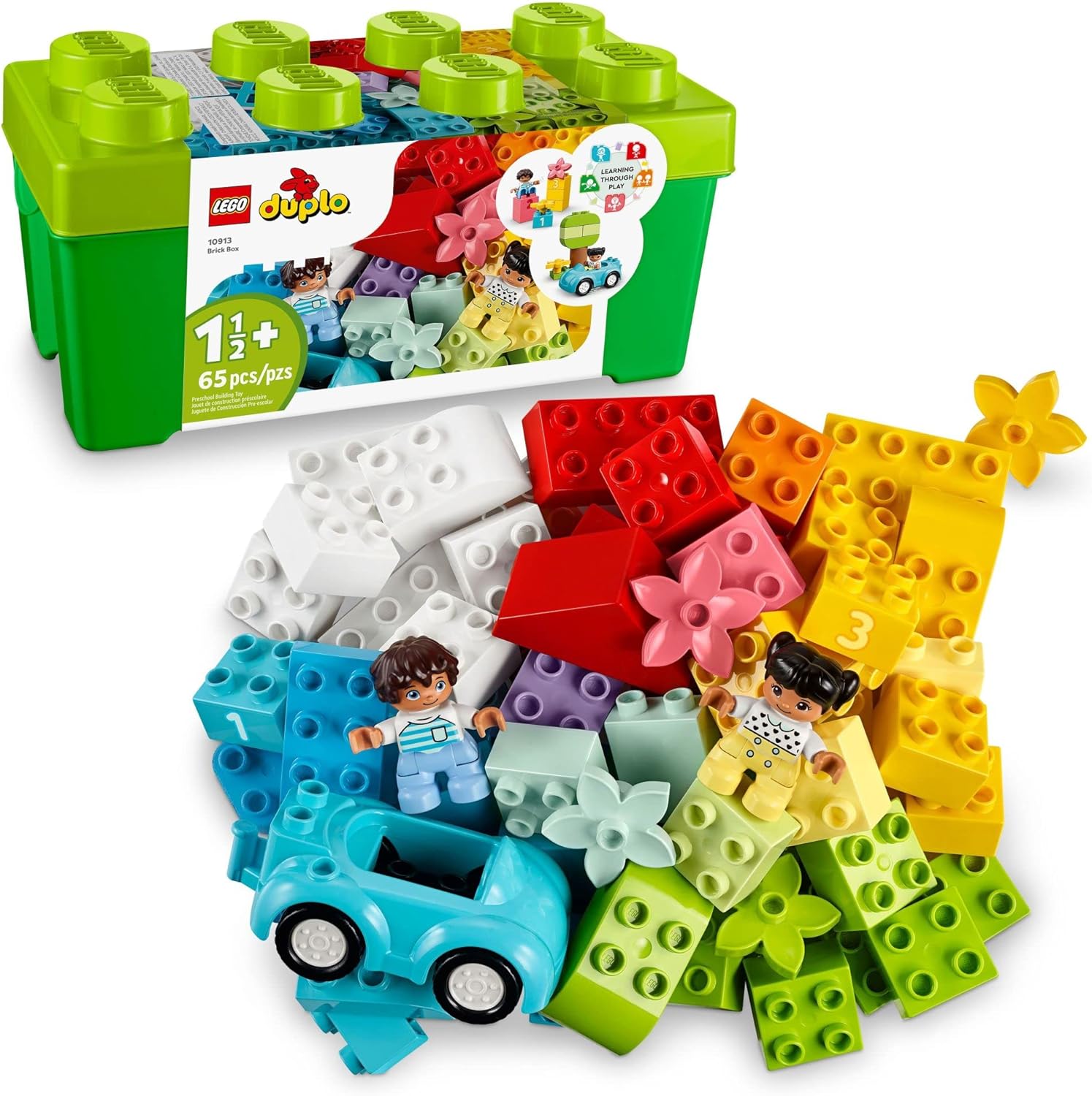 LEGO DUPLO Classic Brick Box 10913 front view with building blocks