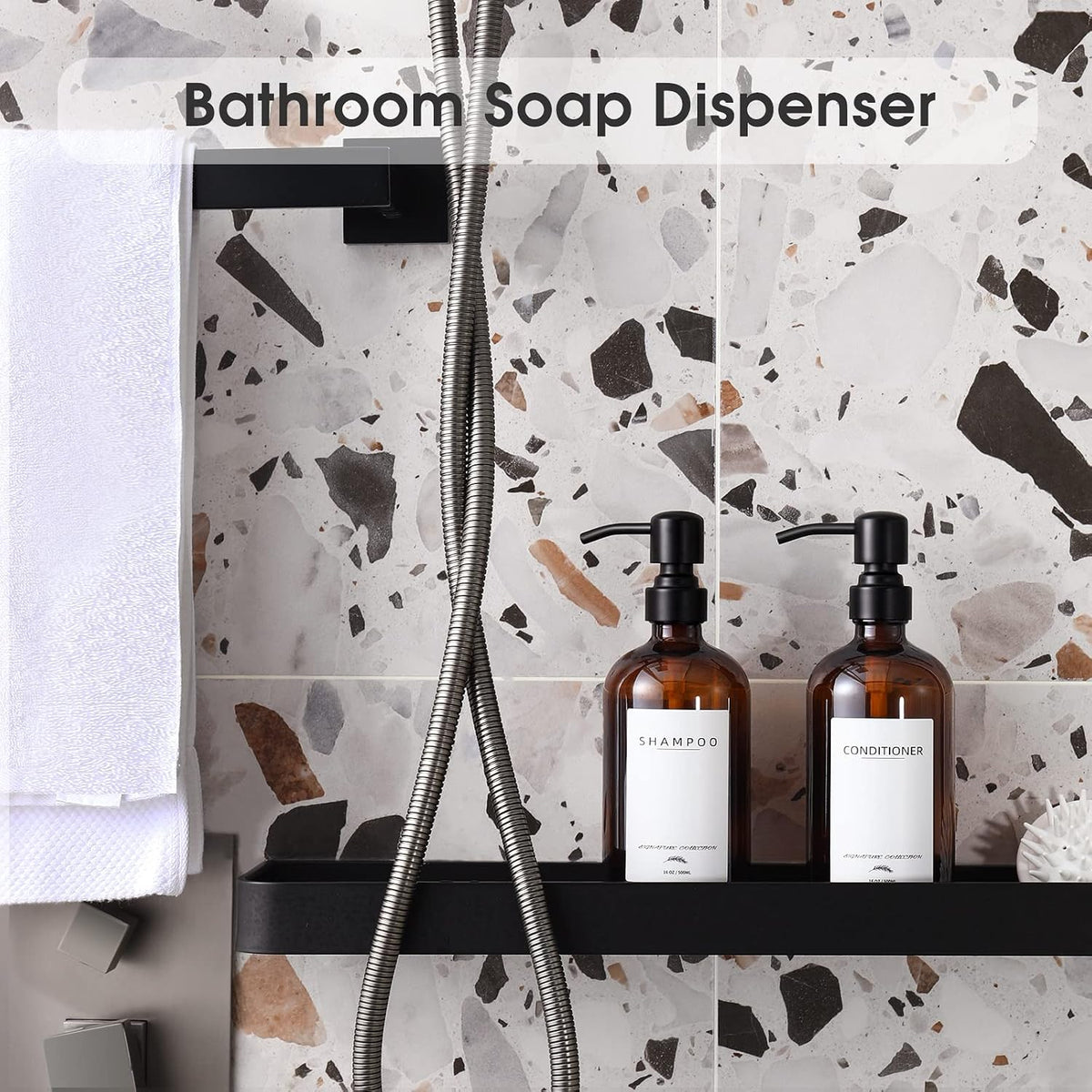 Supforce empty PET bottle shower soap dispenser with matte stainless steel pump