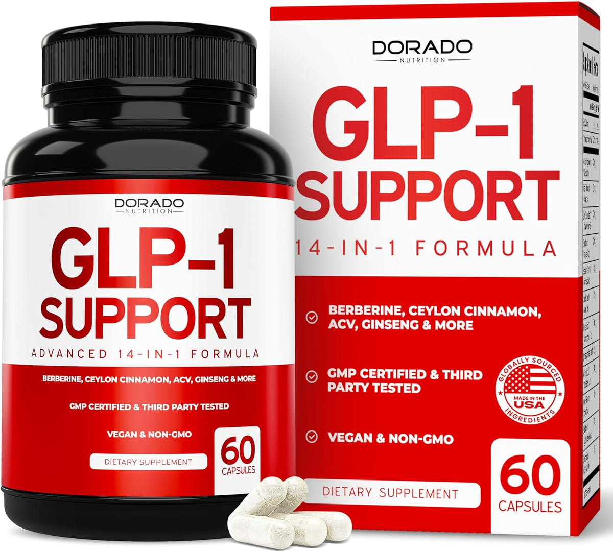 Dorado Nutrition GLP-1 support capsules vegan packaging