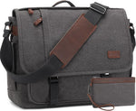 Nerlion Messenger Bag for Men 17-17.3 Inch Laptop Bag Canvas Water-resistant Computer Bag Shoulder Bag Work Briefcase Bookbag for College (Dark Gray) - Image 9