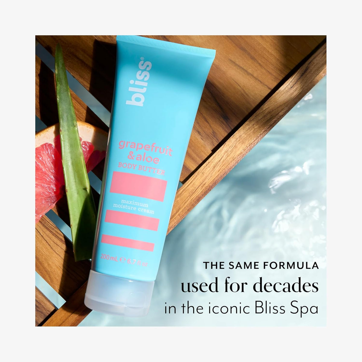 Back of Bliss body butter packaging showing ingredient list.