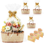 KEVTVEK bamboo gift basket kit showing the empty woven base with handles from a front view angle.