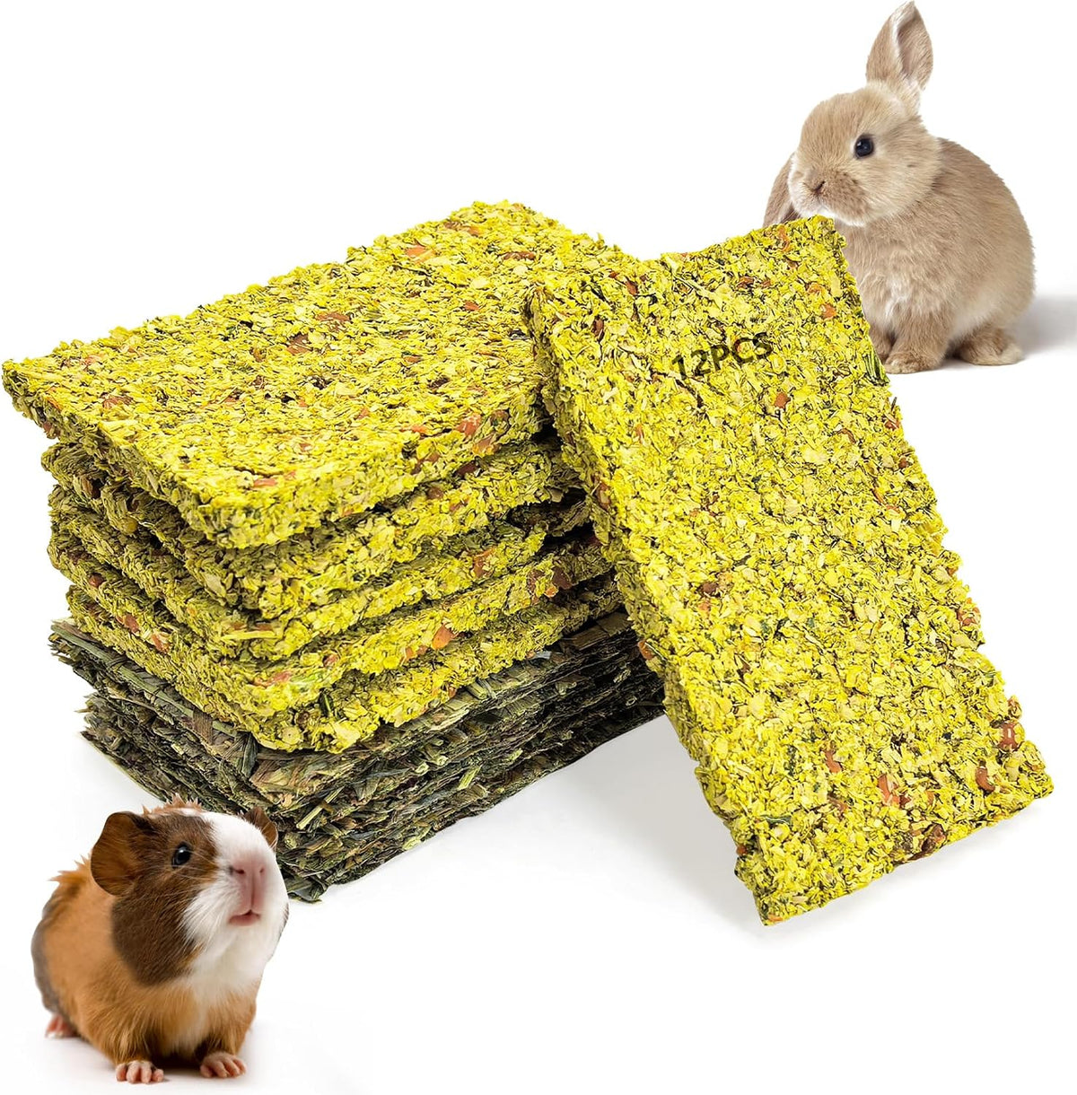 Fhiny compressed hay chips healthy foraging snacks for rats and small pocket pets.