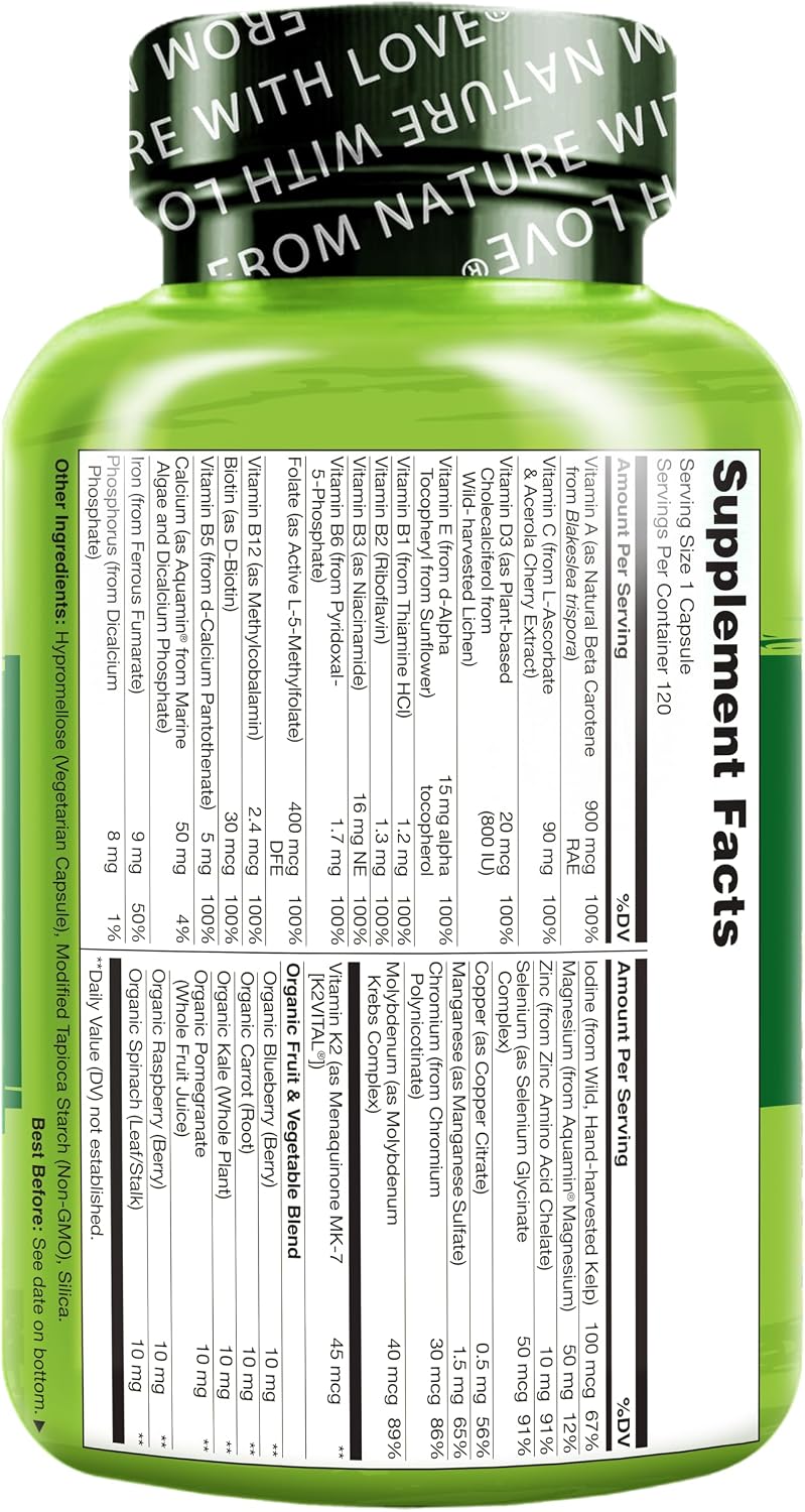 NATURELO One Daily Multivitamin for Women - 120 Capsules and Magnesium Glycinate Chelate Complex - 120 Capsules Bundle - Image 3