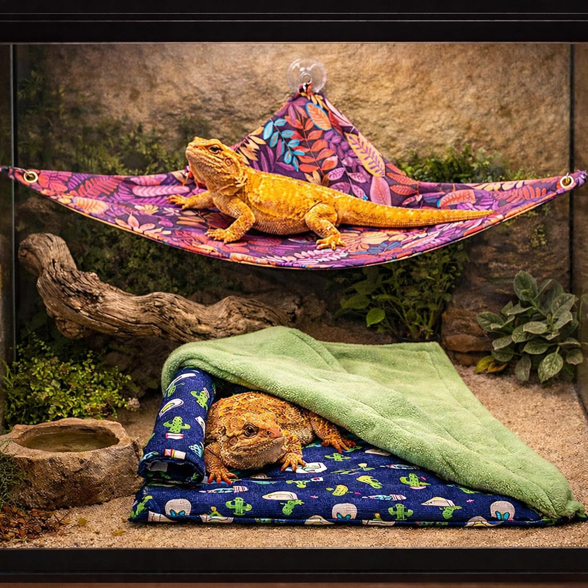 Mechpia cloth reptile substrate replacement kit disassembled layout view.