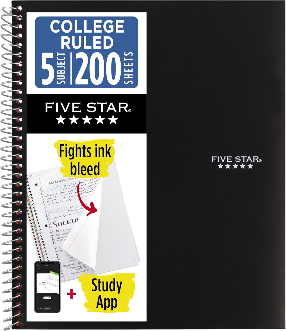 Five Star Spiral Notebook + Study App, 5 Subject, College Ruled Paper, 8-1/2" x 11", 200 Sheets, Fights Ink Bleed, Water Resistant Cover, Amethyst Purple (38748) - Image 14