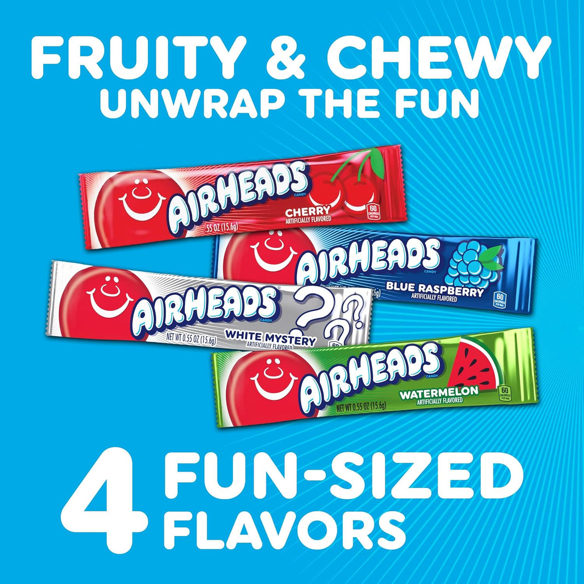Airheads Cherry and Watermelon gluten free candy bars spread out