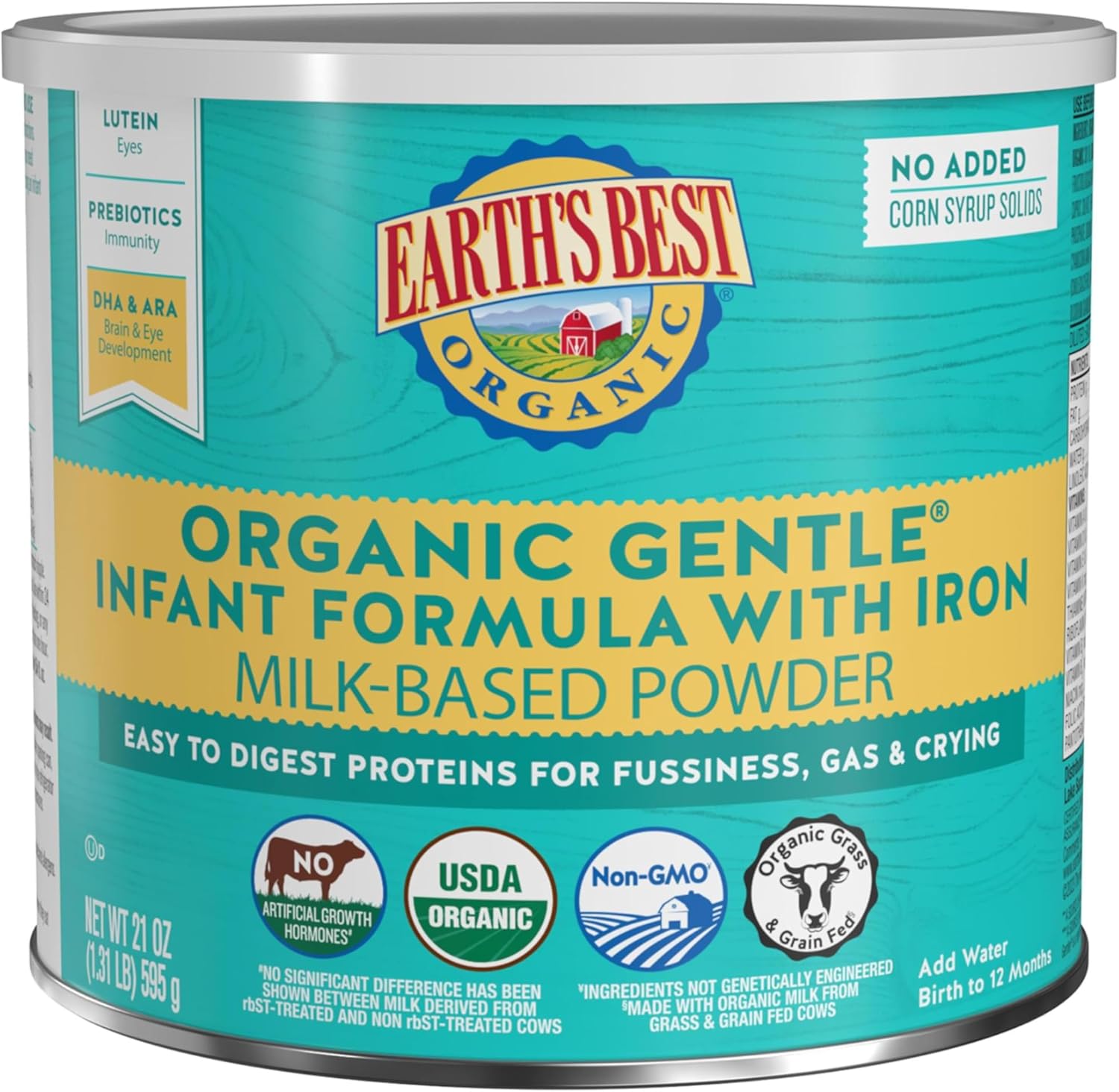 Earth's Best Organic Gentle Infant Formula front view container