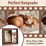 Rainbow Bridge sympathy gift for cat lovers featuring rotating photo slot.