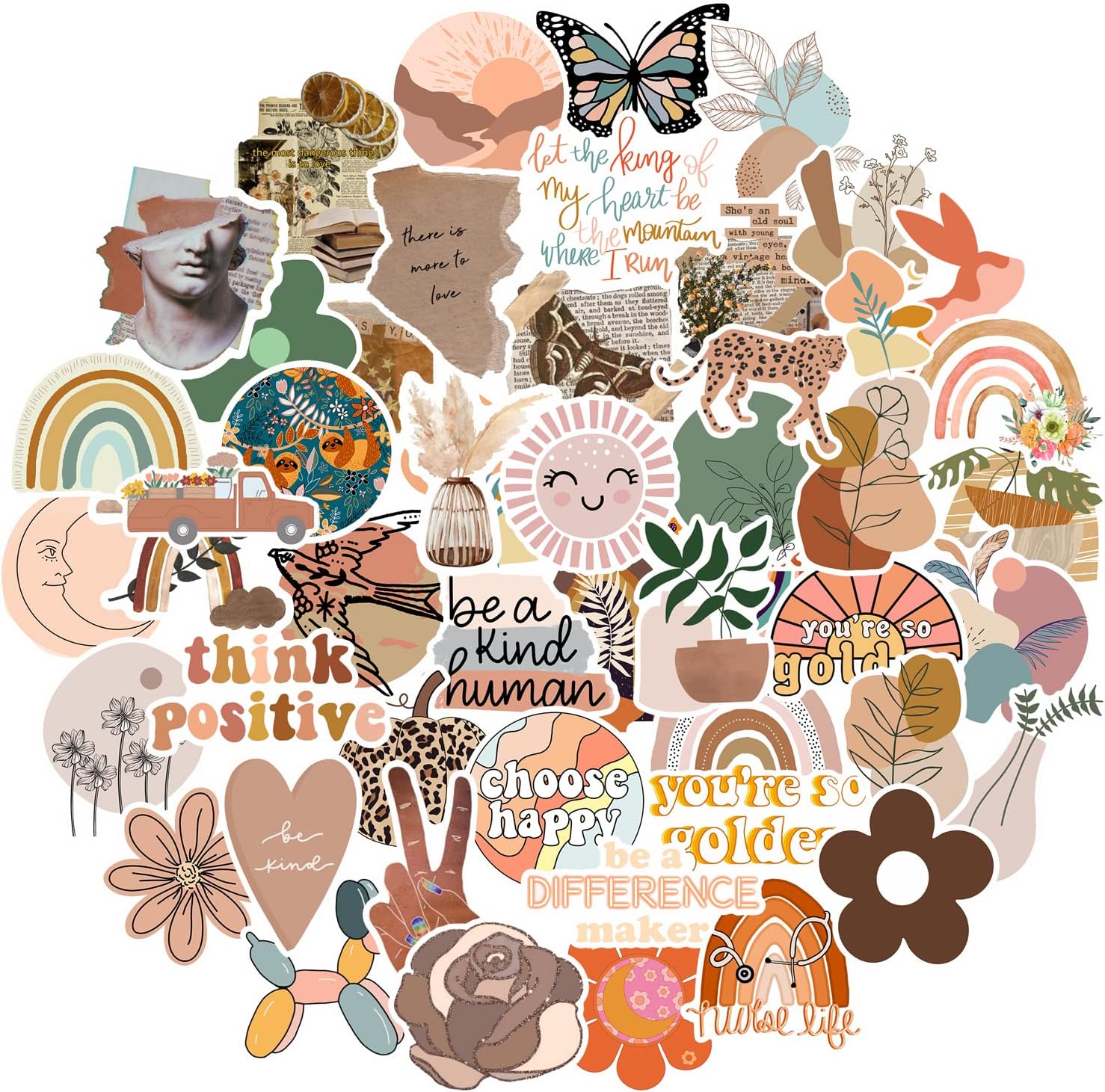 CAKOLINK vintage aesthetic stickers front view showcasing fifty unique retro designs for personal decoration