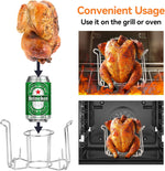 Stainless steel chicken stand with vegetable spikes