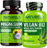 Naturelo vegan b12 and magnesium glycinate bundle front view supplement bottles