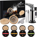 MOTIRATIKA cocktail smoker kit front view with torch and four wood chip tins