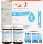 iHealth blood glucose test strips fifty count box front view for diabetic tracking