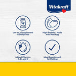 Detailed view of Vitakraft egg food ingredients and nutritional label