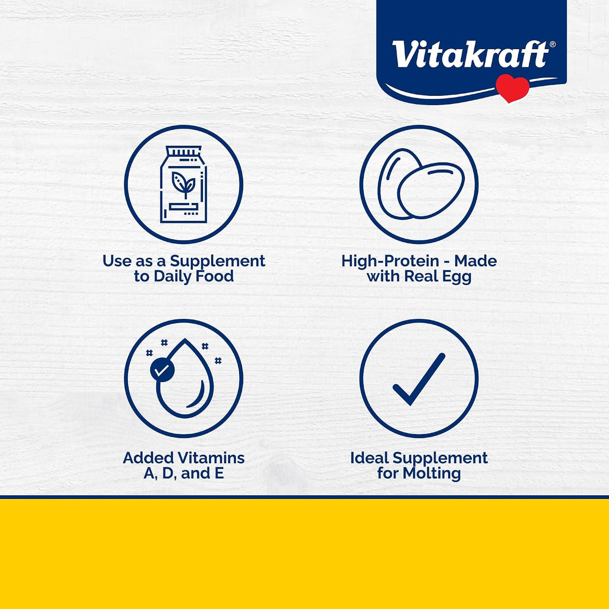 Detailed view of Vitakraft egg food ingredients and nutritional label