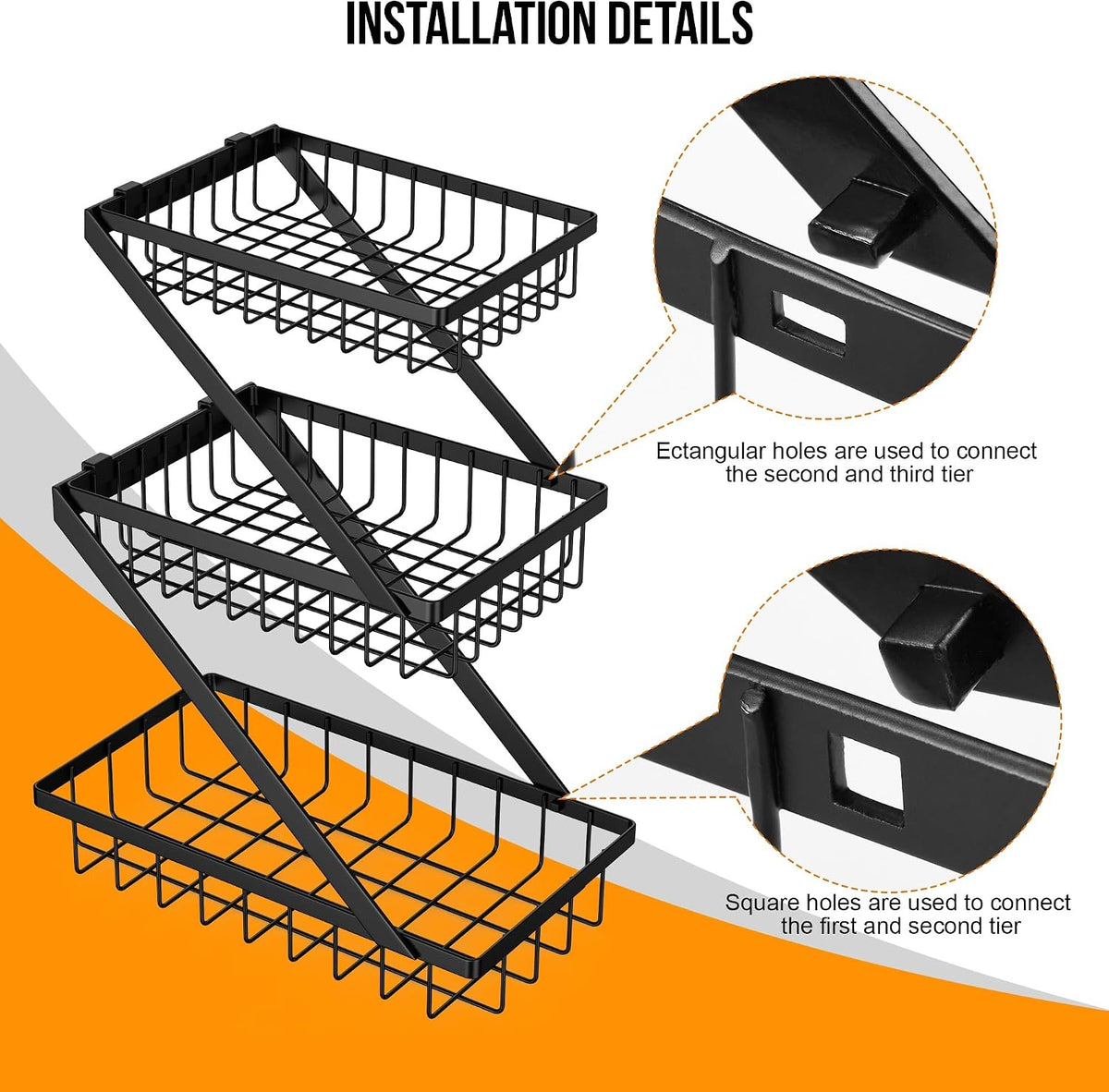 GETALL kitchen organizer basket displaying fresh fruits and vegetables