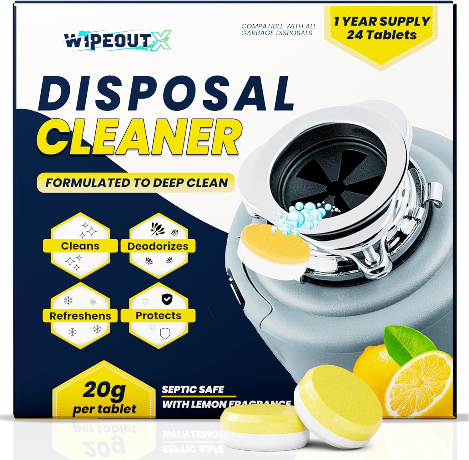 Active Garbage Disposal Cleaner Tablets front view packaging