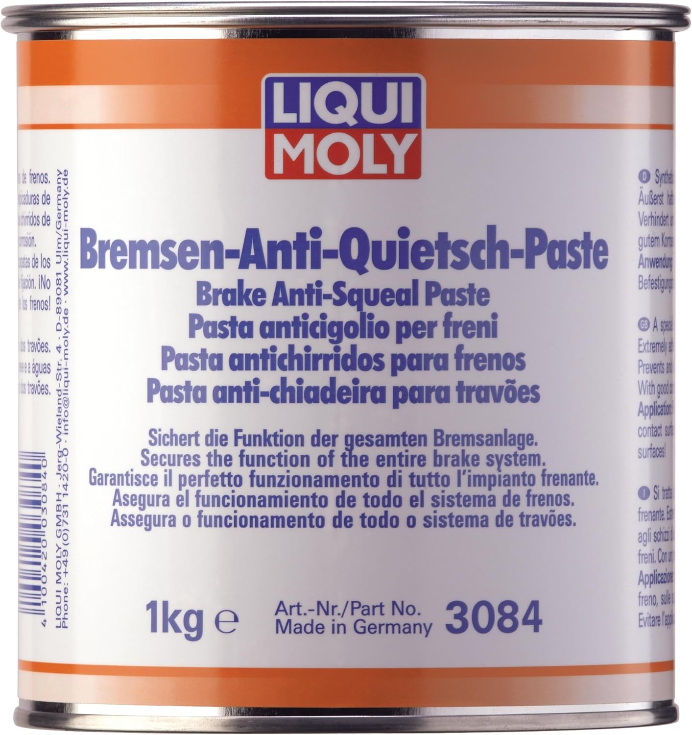 Liqui Moly Brake Anti-Squeak Paste 1 kilogram tin front view