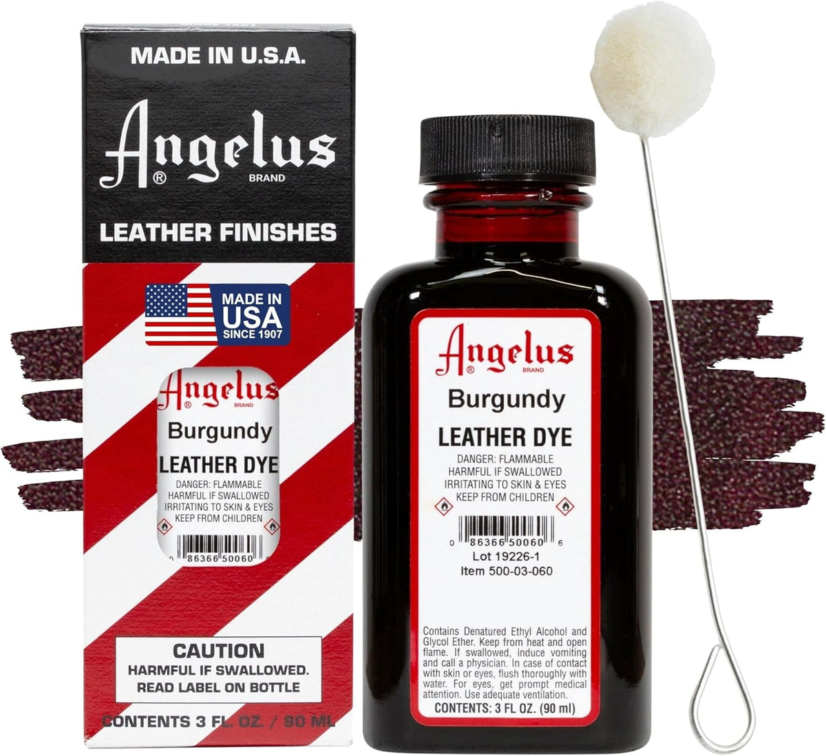 Angelus leather dye 3 fluid ounces container size reference