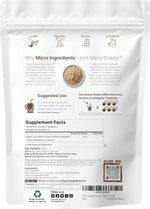 Micro Ingredients organic lions mane mushroom powder nutritional facts label