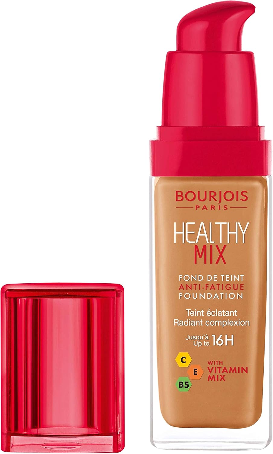 Bourjois makeup foundation bottle next to box packaging