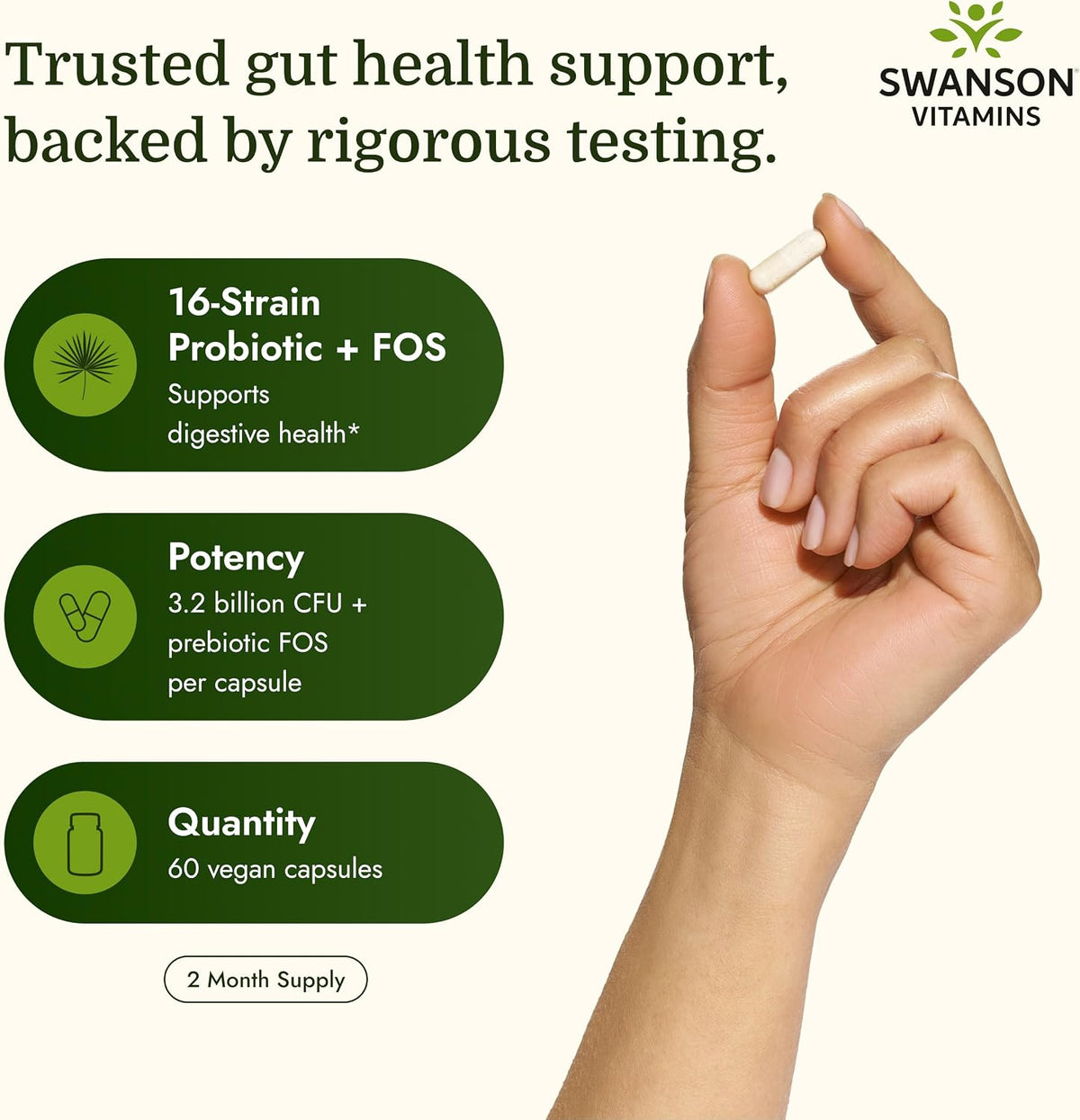 Swanson Dr. Langer's 16-Strain Probiotic with Prebiotic FOS for Gut Health - Image 3