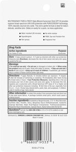 Neutrogena mineral sunscreen stick back label