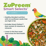 ZuPreem small bird food pellets and seed blend in bowl