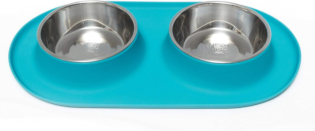 Grey silicone dog bowl set angled display