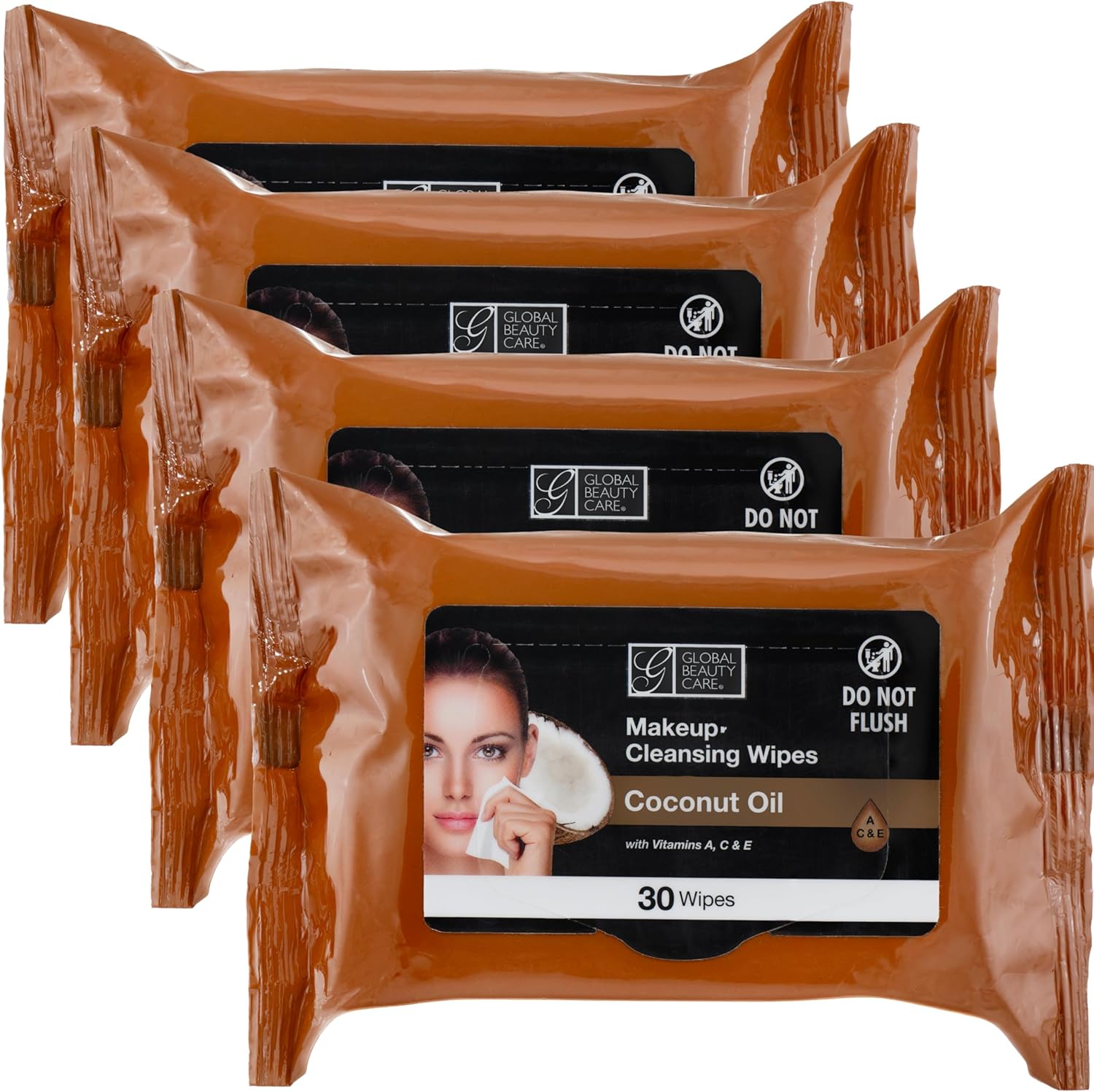 Global Beauty Care Coconut Oil Makeup Remover Wipes - Gentle Daily Facial Cleansing Wipes, Coconut Infused With Vitamin A, C, & E For Radiant Skin, Travel-Friendly, 120 Count (Pack of 4) - Image 1